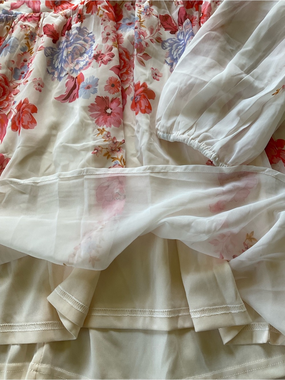 NWT Petal & Pup Floral Chiffon Mini Dress XL Romantic Cottagecore Long Sleeve - Picture 7 of 9